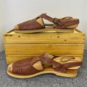 BearPaw Huaraches Gloria Sandals Brown Leather Women's 10 Handcrafted Braided